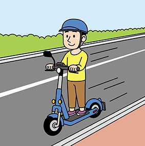 電動キックボードに乗車している人のイラスト