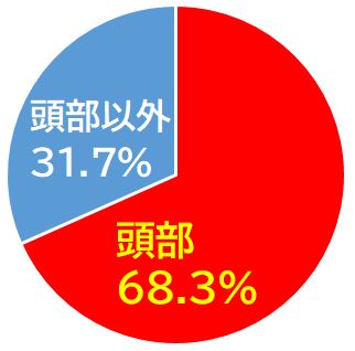 自転車乗用中に亡くなった方の損傷部位のグラフ