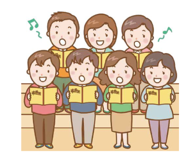 みんなで歌を歌っているイラスト