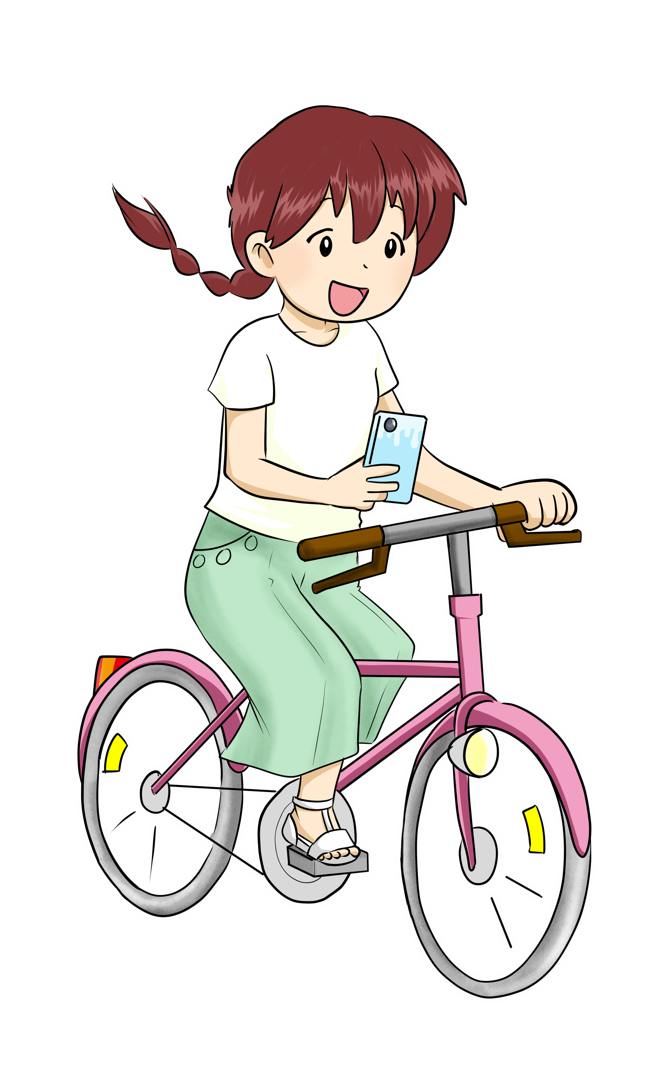 自転車乗車中にながらスマホをしている人
