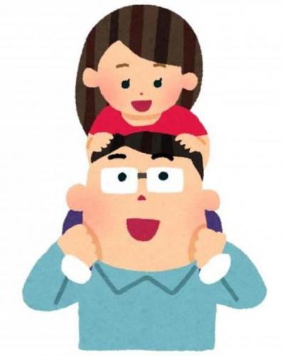 娘を肩車する父親