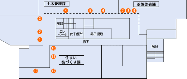 北庁舎2階の図