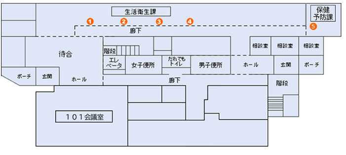 北庁舎1階の図