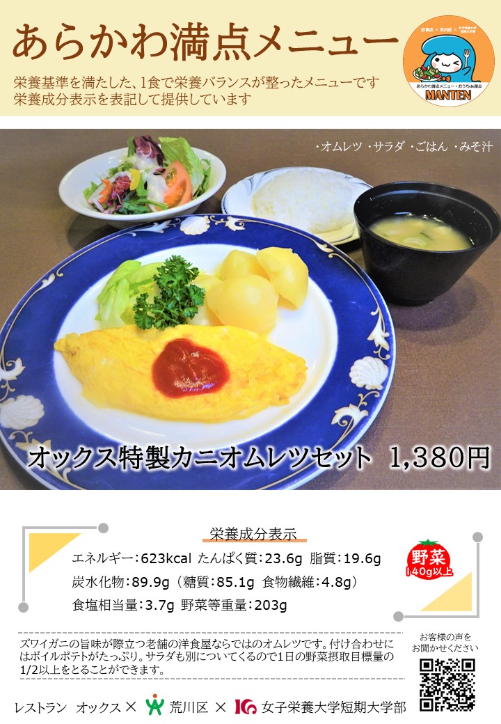 オックス特製カニオムレツセットのメニューポスター