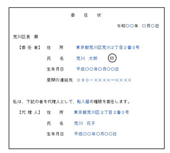 委任状の見本の図