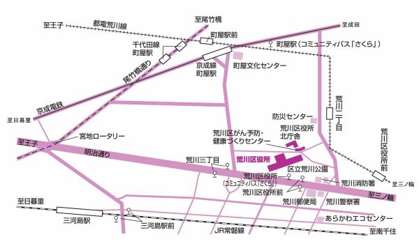 区役所（くやくしょ）までの　案内図（あんないず）