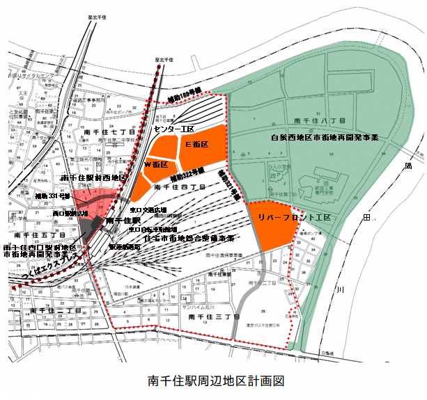 南千住周辺事業位置図