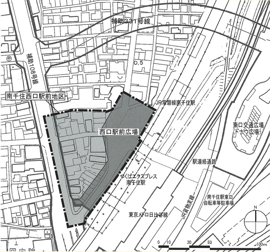 南千住駅前西地区計画図