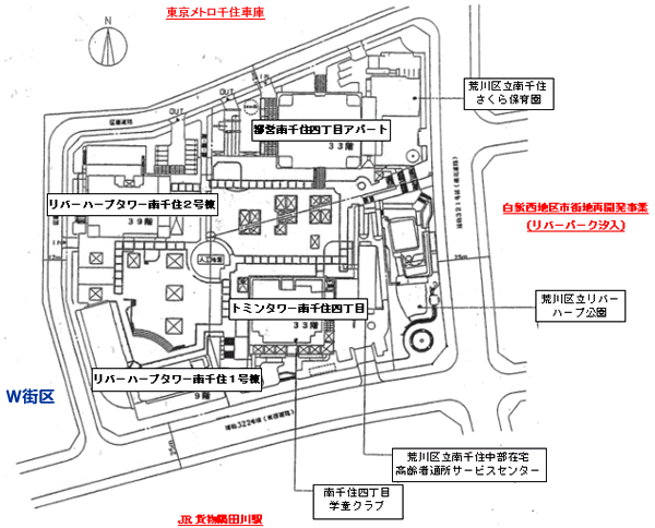 センター工区E街区・配置図及び建築概要図